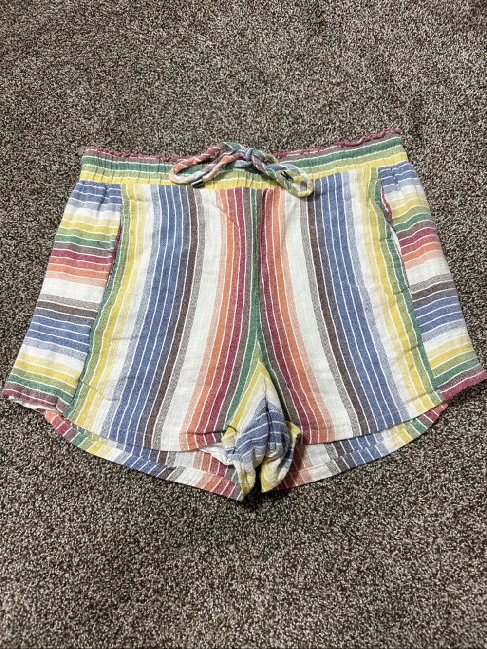 Striped rainbow Multi-Color cotton Women’s Shorts small